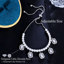 Cargar imagen en el visor de la galería, Silver Color Rectangle Charms Tennis Bracelets for Women Bling CZ Crystal Jewelry b107