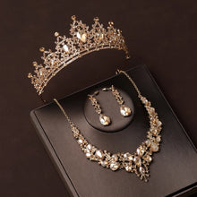 Load image into Gallery viewer, Bridal Crown 3-piece Set of Artificial Crystal Romantic Birthday