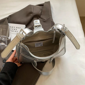 Belt Design Small PU Leather Shoulder Bag for Women 2024 Y2K Fashion Handbags