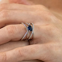 Cargar imagen en el visor de la galería, Cross Rings with Blue Cubic Zirconia Luxury Trendy Finger Accessories for Women
