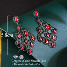 Load image into Gallery viewer, Sparkling Cubic Zirconia Dangle Earrings Long Chandelier Water Droplets Wedding Jewelry b75