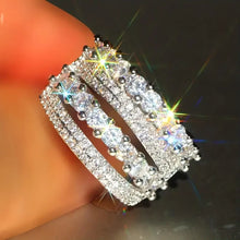 Carica l&#39;immagine nel visualizzatore di Gallery, Full Paved Sparkling Cubic Zircon Wide Rings for Women Luxury Trendy Wedding Band Accessories