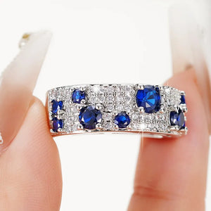 Dazzling Blue/White CZ Ring for Women Silver Color Wedding Trendy Accessories t86