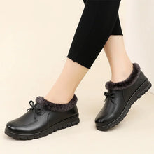 Charger l&#39;image dans la galerie, Winter Warm Women&#39;s Leather Sneakers Platform Shoes Wedge Casual Shoes q121