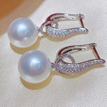 Load image into Gallery viewer, Silver Color Bling Cubic Zirconia Earrings Fashion Imitation Pearl Dangle Earrings he31 - www.eufashionbags.com