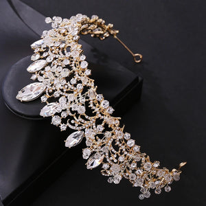 Royal Queen Handmade Crystal Bride Tiaras Headbands for Women Headdress Crown Wedding Dress Hair Jewelry Accessories