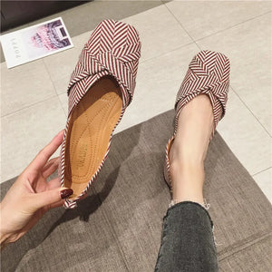 Square Toe Bowknot Women Flats Casual Flat Shoes Soft Loafer q19