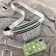 Carica l&#39;immagine nel visualizzatore di Gallery, Holographic Fanny Pack Hologram Waist Bag Laser PU Leather Travel Banana Hip Bum Zip Waist Bags