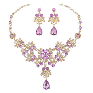 Fashion Crystal Water Drop Bridal Jewelry Sets Rhinestone Chokers Necklace Earrings Set bj22 - www.eufashionbags.com