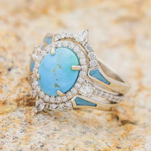 Cargar imagen en el visor de la galería, Bohemia Style Wedding Rings for Women Unique Imitation Turquoise Ring Aesthetic Blue Stone Accessories Party Jewelry Gift