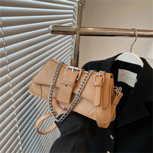 Laden Sie das Bild in den Galerie-Viewer, Solid color Women Chain Shoulder Bag Small PU Leather Handbag And Wallet Vintage Luxury Flap Crossbody Sling Bag