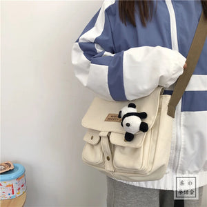 Harajuku Wind Work Clothes Messenger Bag Korean Student Canvas Bag