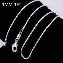 Charger l&#39;image dans la galerie, 5pcs/lot Promotion! 925 sterling silver necklace, silver fashion jewelry Snake Chain 1.2mm Necklace 16 18 20 22 24&quot;
