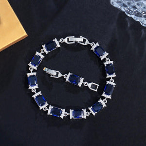 Rectangle Cubic Zirconia Paved Charm Link Bracelets for Women cw58 - www.eufashionbags.com