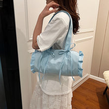 Cargar imagen en el visor de la galería, Solid Color Bow Design Canvas Shoulder Bag for Women 2024 Fashion Sweet Bag Handbags