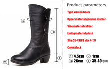 Carica l&#39;immagine nel visualizzatore di Gallery, Women&#39;s Genuine Leather Shoes Boots Knee High Warm Plush Boot