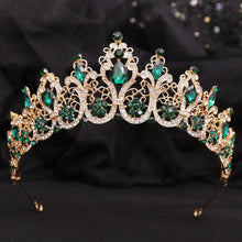 Charger l&#39;image dans la galerie, Luxury Crystal Leaf Headpieces Queen Crown Princess Rhinestone Wedding Hair Jewelry bc19 - www.eufashionbags.com