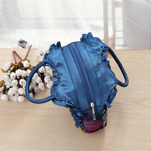 New Retro Embroidery Silk Bucket Handbags Women Purse Packing Bag w05