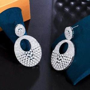 Bling Cubic Zirconia Setting Wedding Earrings for Women b168