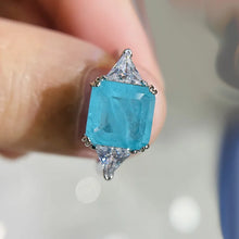 画像をギャラリービューアに読み込む, 925 Sterling Silver Wedding Finger Rings For Women 9mmx9mm Paraiba Emerald Tourmaline Gemstone Ring