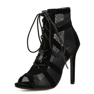 Fashion Women High Heels Peep Toe Women Pumps Lace Up Cross-tied Casual Shoes - www.eufashionbags.com