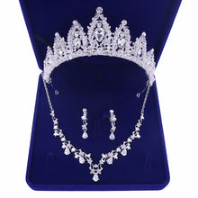 画像をギャラリービューアに読み込む, Fashion Zircon Bridal Jewelry Sets Crown Necklace With Earrings Hair Jewelry a02