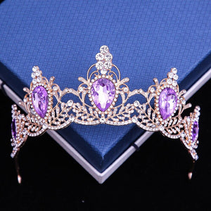 Pink Crystal Tiaras Royal Queen Bridal Crown Wedding Dress Hair Jewelry bc11 - www.eufashionbags.com