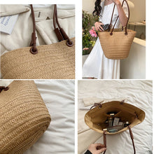 Load image into Gallery viewer, 2024 Women Braided Basket Clutches Top-handle Bag Large Straw Portable Shoulder Bag a173