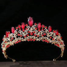 Load image into Gallery viewer, Baroque Red Crystal Bridal Tiaras Crowns Rhinestone Diadem Women Headpieces