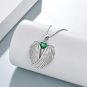 Green/Blue Heart Wing Necklace Cubic Zirconia Aesthetic Neck Accessories for Women y57