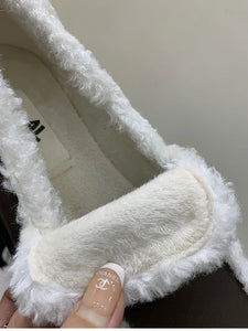 Winter Warm Fur Women Loafer Shoes Fashion Cotton-added Mary Jane Shoes q98