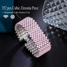 Laden Sie das Bild in den Galerie-Viewer, Multiple Pink Cubic Zirconia Large Wedding Party Bracelet Bangle for Women CZ Jewelry cw22 - www.eufashionbags.com