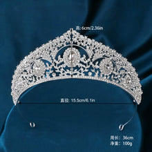 Cargar imagen en el visor de la galería, Luxury Princess Tiaras Women Silver Color White Crystal Bridal Wedding Crown Headbands Hair Accessories
