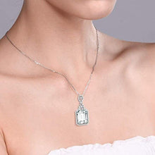 Cargar imagen en el visor de la galería, Fashion Engagement Pendant Necklace with Blue Zirconia Stylish Graceful Jewelry hn06 - www.eufashionbags.com