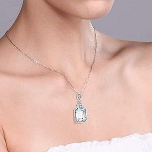 Fashion Engagement Pendant Necklace with Blue Zirconia Stylish Graceful Jewelry hn06 - www.eufashionbags.com