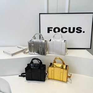 Mini Stone Pattern Cute PU Leather Shoulder Bag Handbags Designer Women 2024 Fashion Solid Color Gold Crossbody Bag