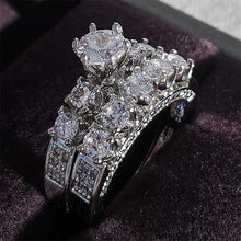 Charger l&#39;image dans la galerie, Luxury Silver Color Zircon Wedding Rings Set for Women mr02 - www.eufashionbags.com