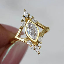画像をギャラリービューアに読み込む, Modern Fashion Women Wedding Rings Geometric Shaped Gold Color Cubic Zirconia Ring Engagement Party Luxury Female Jewelry