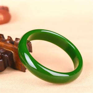 Natural Green Jade Bangle Bracelet Genuine Hand-Carved Fine Charm Jewellery