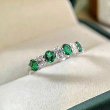 Load image into Gallery viewer, Chic Green/White Cubic Zirconia Women Rings Silver Color Temperament Finger Accessories