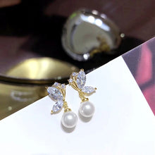 Charger l&#39;image dans la galerie, Fashion Imitation Pearl Drop Earrings Marquise CZ Ear Accessories for Women n116