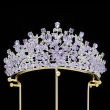 Load image into Gallery viewer, Purple Crystal Beads Tiaras Royal Queen Bridal Crowns Rhinestone Wedding Hair Accessories bc93 - www.eufashionbags.com
