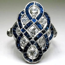 Laden Sie das Bild in den Galerie-Viewer, Vintage Blue Rings for Women Eight Twist Shaped Inlaid Cubic Zirconia Accessories