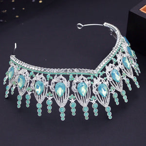 Opal Crystal Wedding Crown. Headdress.Rhinestone Tiaras Girls.diadem.Party Birthday Hair Jewelry Accessories