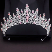 Carica l&#39;immagine nel visualizzatore di Gallery, Pink Opal Crystal Wedding Crown Ladies Tiaras Bridal Diadem Princess Bride Headwear Party Prom Hair Jewelry Accessories