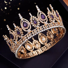 Load image into Gallery viewer, AB Colors Royal Queen Wedding Crown for Tiaras Bridal Diadem Round Crystal Circle Hair Jewelry Accessories