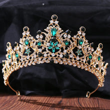 Cargar imagen en el visor de la galería, Green Wedding Crown Water drop Crystal Tiaras Headband for Wedding Dress Women&#39;s Headwear Crown Hair Jewelry