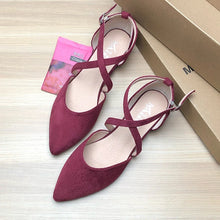 Carica l&#39;immagine nel visualizzatore di Gallery, Women Flat Shoes Wine Red Black Apricot Pointed Flats for Women Size 33-43 Cross Strap Basic All Match Zapatos Planos De Mujer