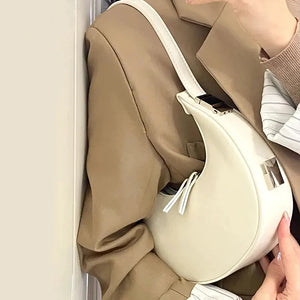 French Commuter Elegant Half Moon Shoulder Bags Women Luxury Solid Color Handbag Casual All-match Tote