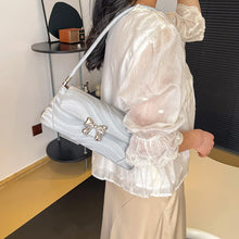 Laden Sie das Bild in den Galerie-Viewer, Silver Bow Pu Leather Shoulder Bags for Women 2024 Summer Designer Fashion Handbags